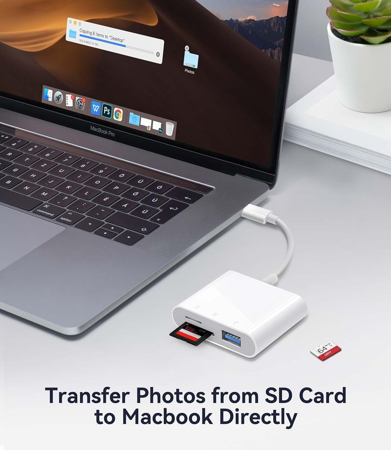 WNXSLOAD USB-C SD Card Reader, Memory Card Reader for Micro SD/SD Cards, Type C SD Adapter Compatible with iPhone 15 16, Samsung Galaxy, MacBook, iPad and More USB C Devices - 3 Slots - Image 4